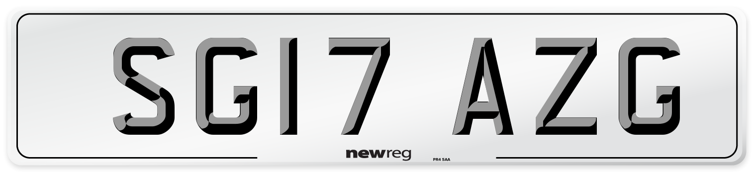 SG17 AZG Number Plate from New Reg